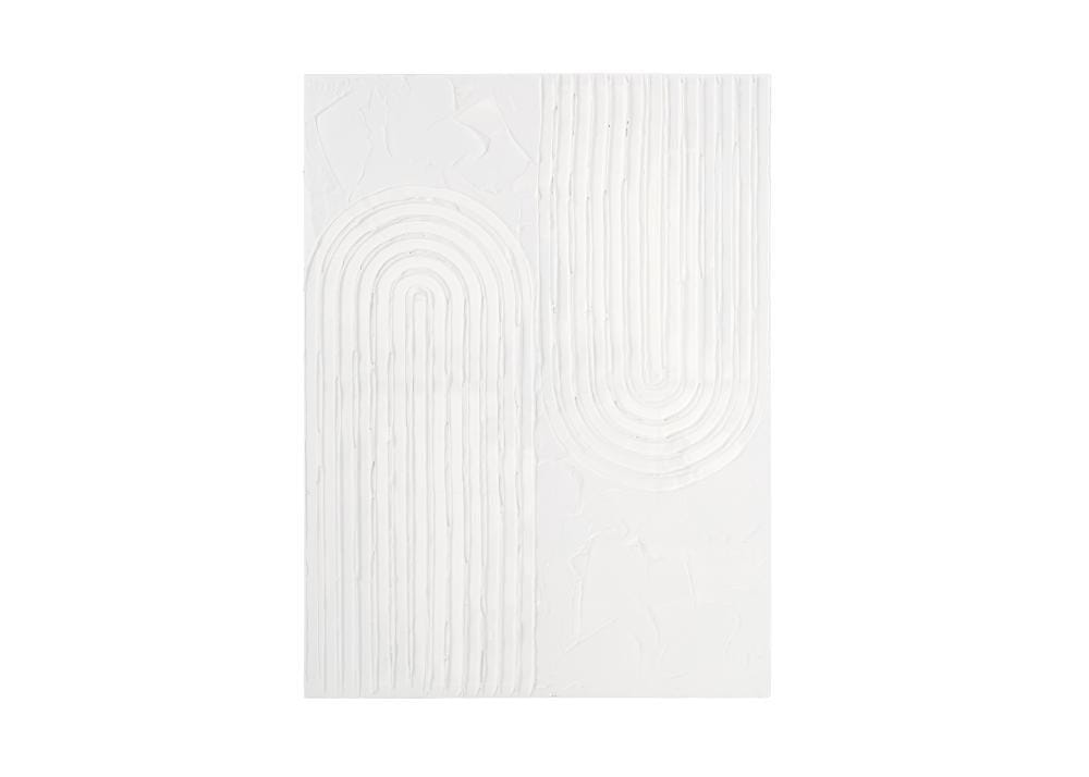 Linear Embossed Wall Art - White Art Vast Furniture + Home