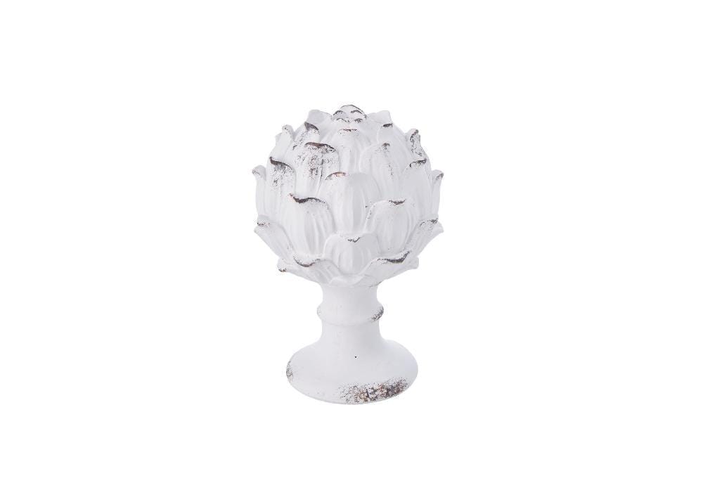 Floral Distressed Finial - White Decorator Vast Furniture + Home