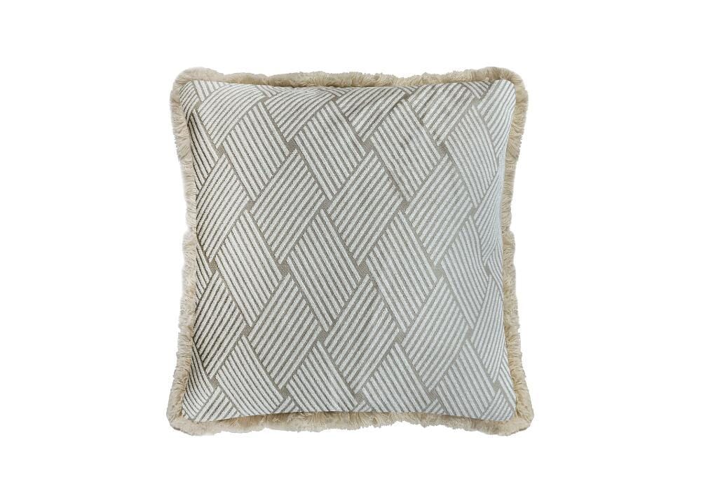 Cross Striped Cushion - Beige Cushions and Pouffes Vast Furniture + Home