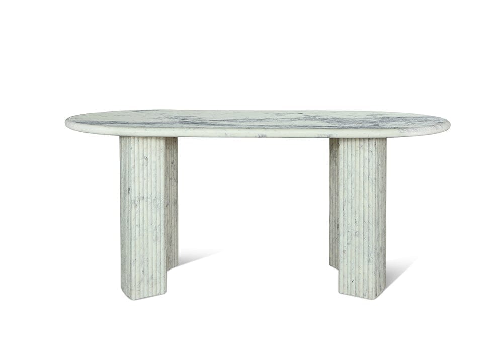 Forli White Marble Semi Flute Dining Table