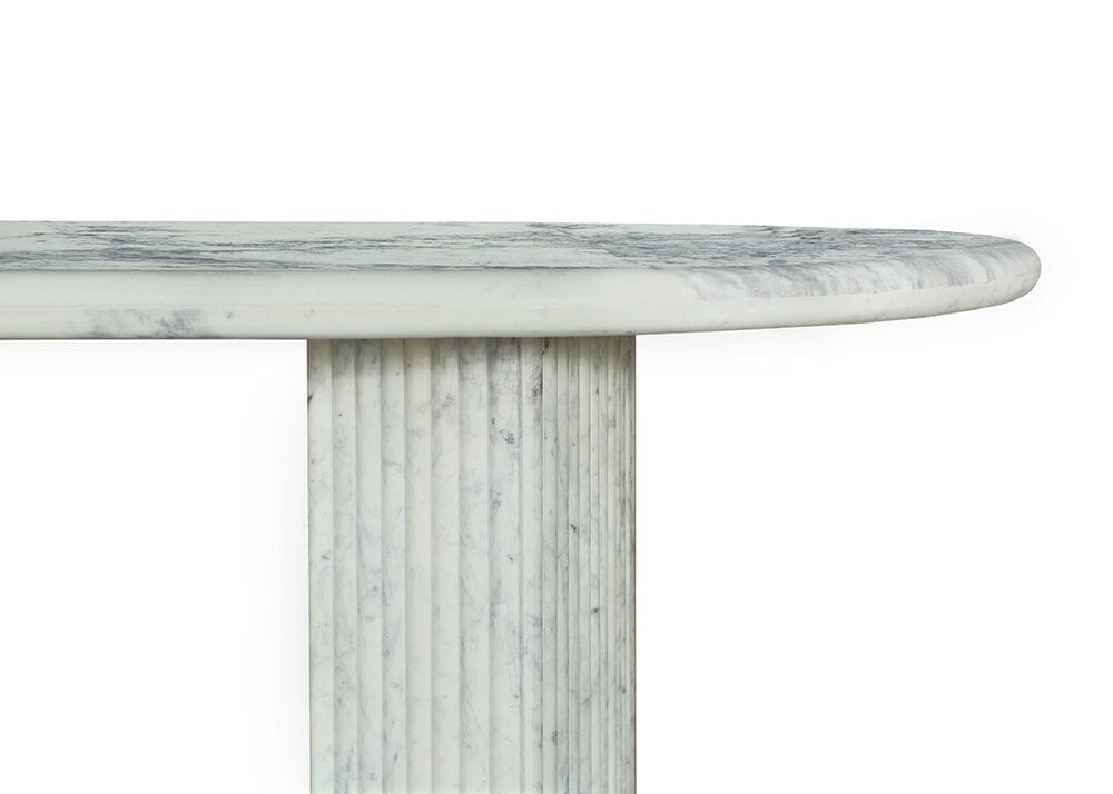 Forli White Marble Semi Flute Dining Table