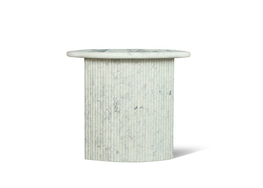 Forli White Marble Semi Flute Dining Table