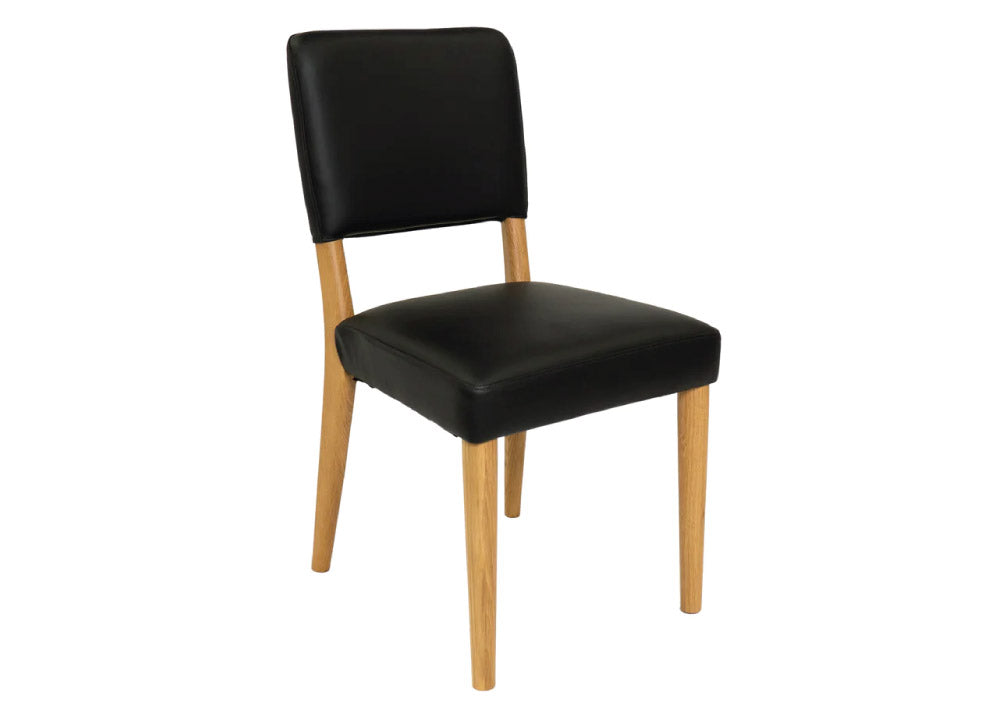 Adele Dining Chair - black leather and American oak