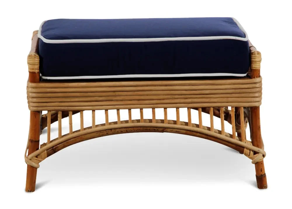 Kuranda Foot Stool - Jungle with Marine Blue/White Piping Covers Alfresco Lounging Kuranda