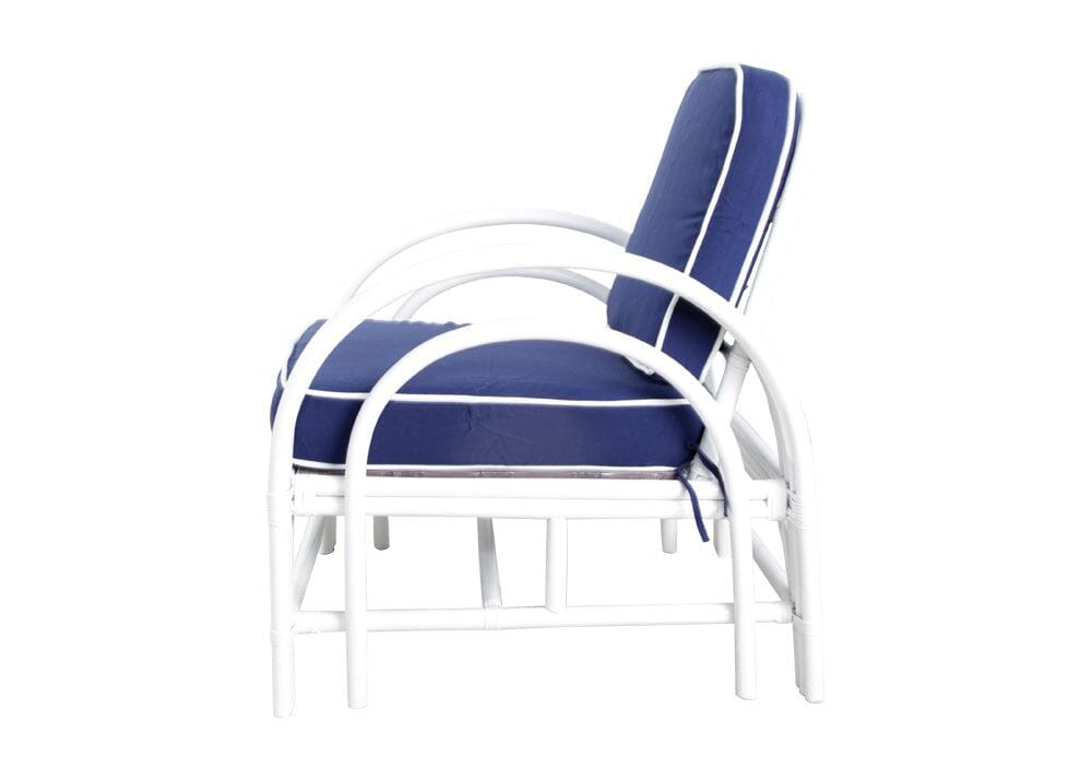 Pretzel Armchair - White with Blue Covers Alfresco Lounging Pretzel