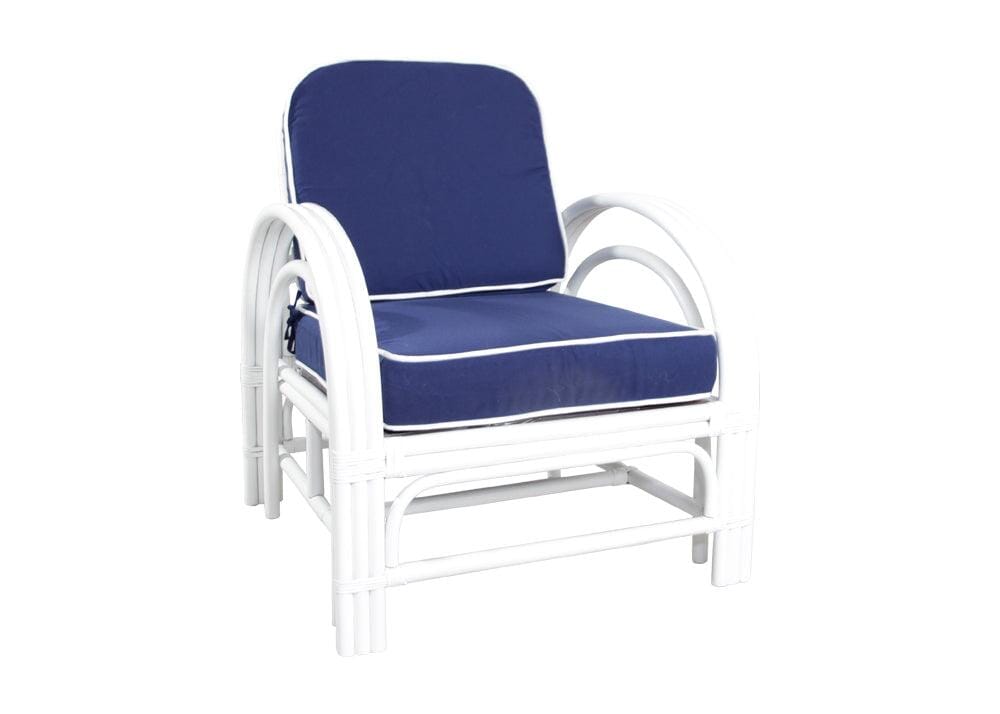 Pretzel Armchair - White with Blue Covers Alfresco Lounging Pretzel
