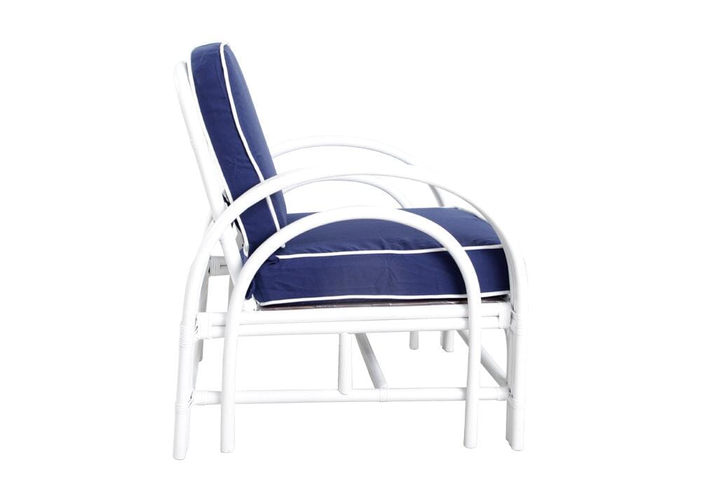 Pretzel Armchair - White with Blue Covers Alfresco Lounging Pretzel