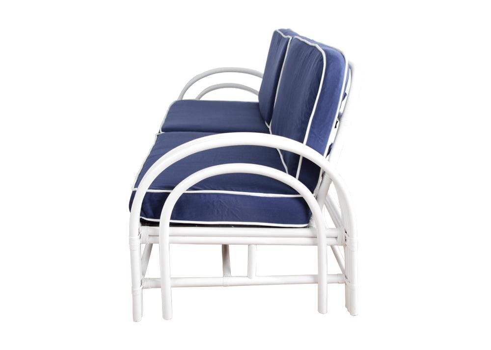 Pretzel Daybed - White with Blue Covers Alfresco Lounging Pretzel