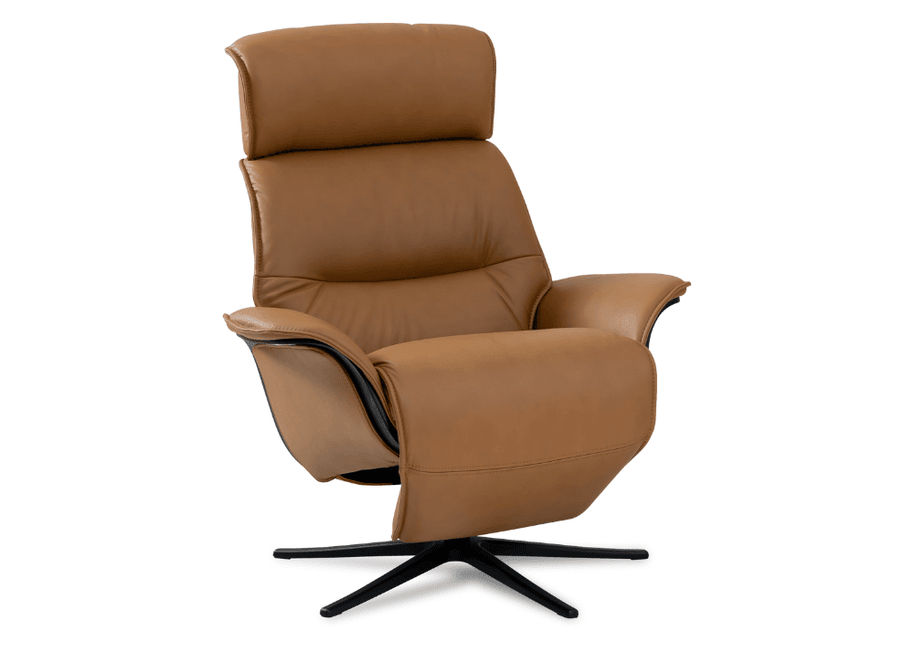 Reclining leather chair in tan