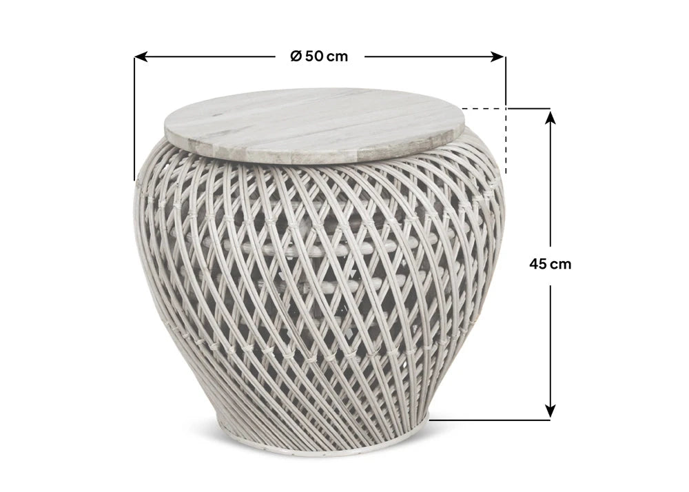 Tulum Side Table - White Side Tables Vast Furniture