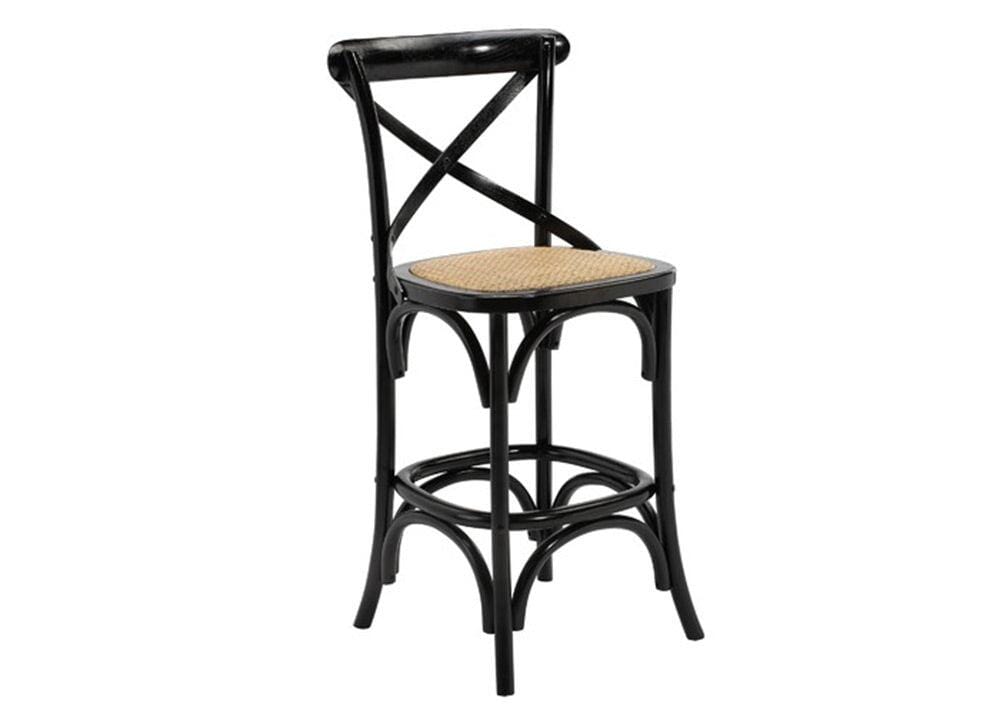 Cross Back Counter Stool - Black Stools Vast Furniture + Home