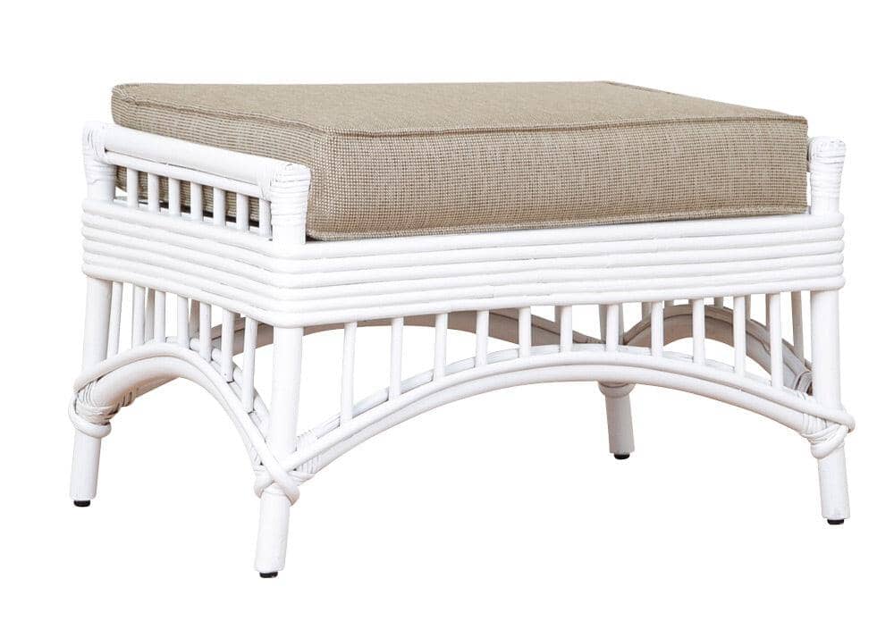 Kuranda Foot Stool - White with Taupe Covers Alfresco Lounging Vast Furniture + Home