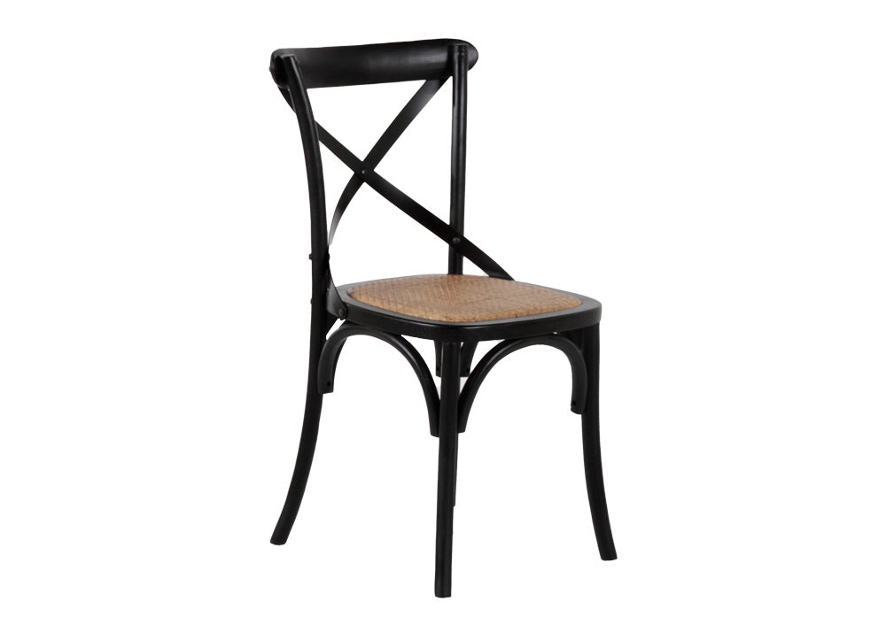 Cross Back Chair Wooden Back - Black