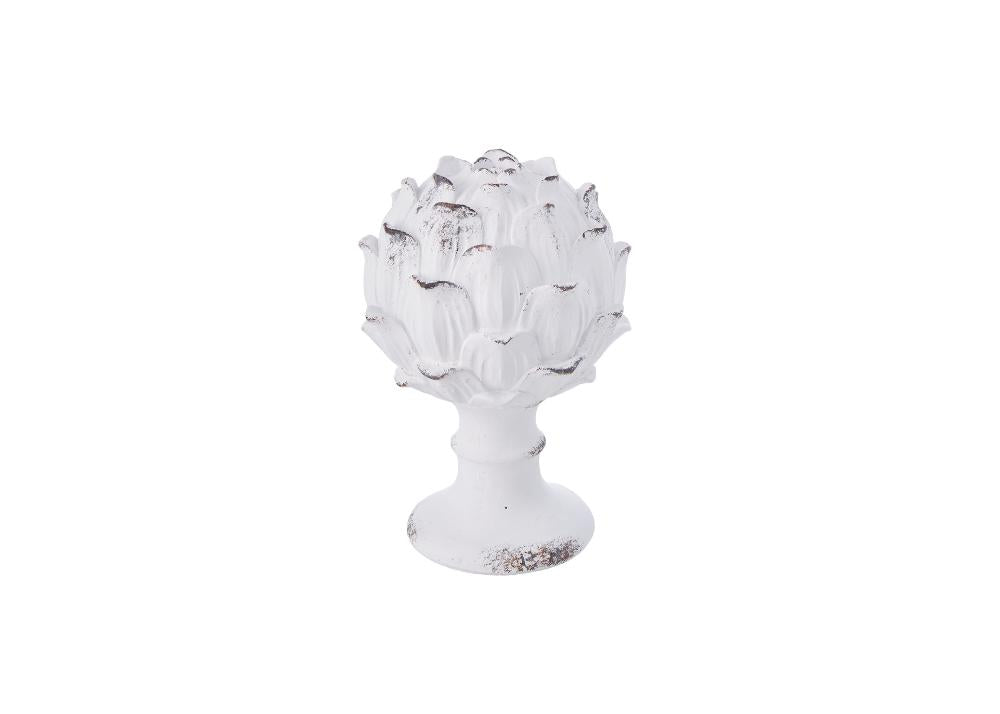 Floral Distressed Finial - White