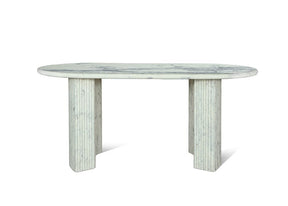 Forli White Marble Semi Flute Dining Table