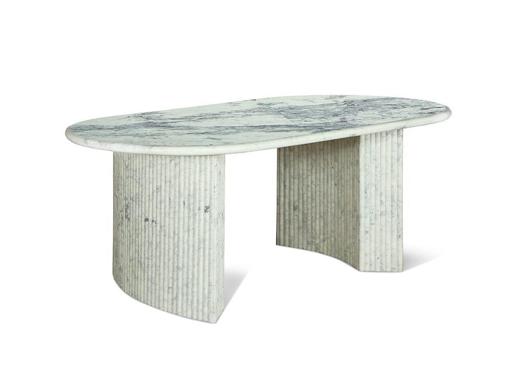 Ferrara White Marble Semi Flute Dining Table Dining Tables Marble Collection 