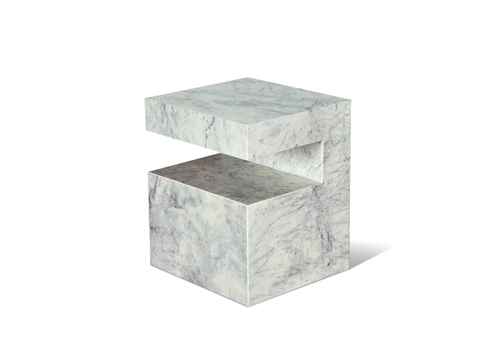 Cove White Marble Box Side Table Lamp Tables Marble Collection 