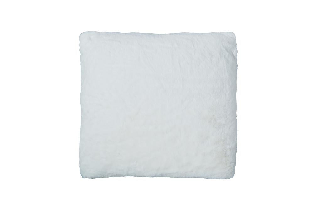A cream pillow on a white background.