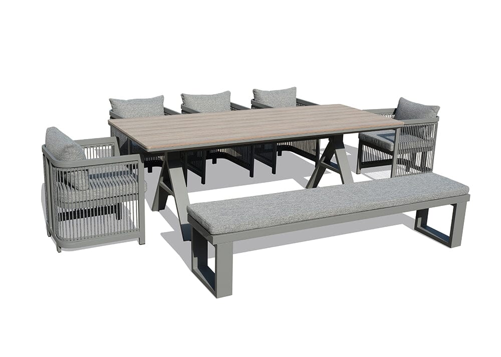 Chicago 7Pc Bench Dining Set Outdoor Seating Nest 