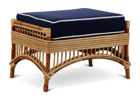 Kuranda Foot Stool - Jungle with Marine Blue/White Piping Covers Alfresco Lounging Kuranda 