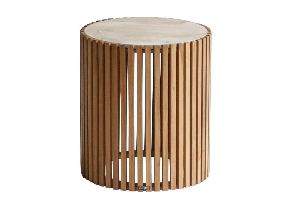 Eastwood Side Table Round Sandstone Teak Wood