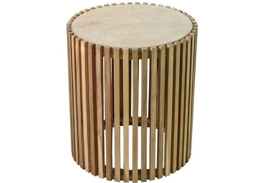 Eastwood Table Round Sandstone Teak Wood Lamp Tables Elements 