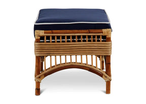 Kuranda Foot Stool - Jungle with Marine Blue/White Piping Covers Alfresco Lounging Kuranda 