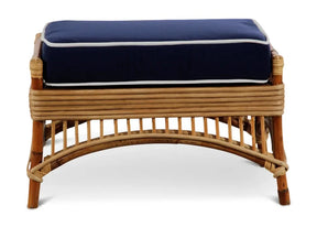 Kuranda Foot Stool - Jungle with Marine Blue/White Piping Covers Alfresco Lounging Kuranda 