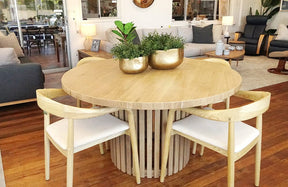 Lathen Round Dining Table 140cm - Light Oak Dining Tables Vast Furniture + Home 