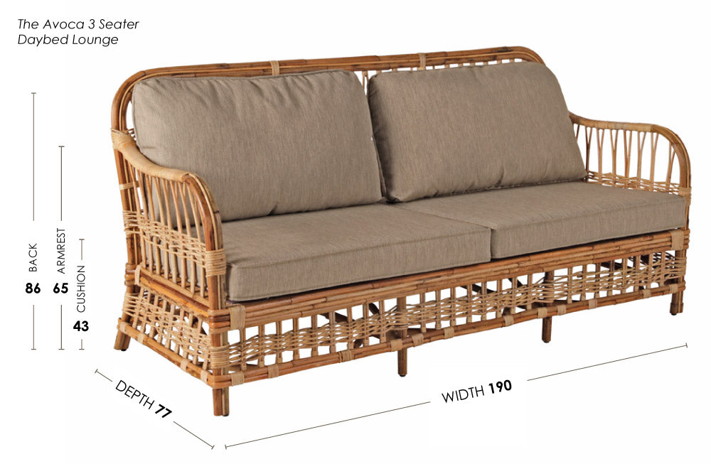 avoca 3 seater daybed dimensions