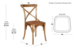 Cross Back Chair Wooden Back - White
