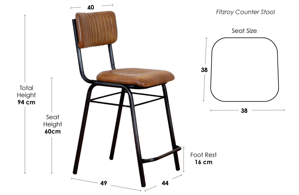 Fitzroy Counter stool dimensions