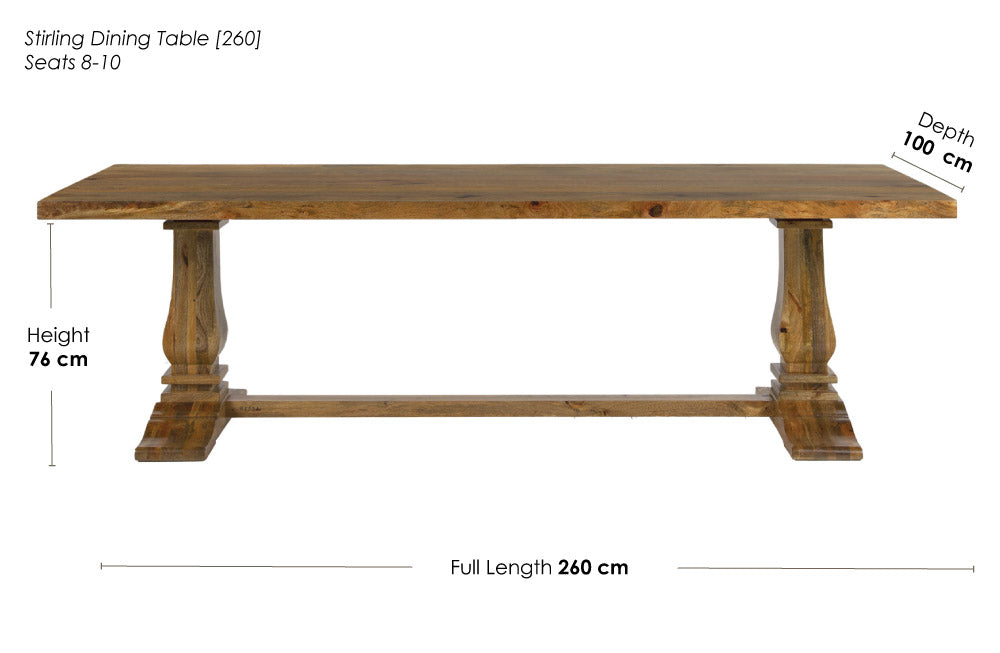 stirling dining table dimensions