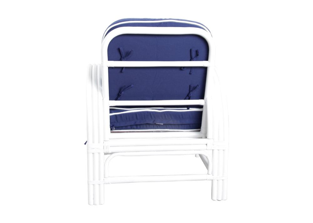 Pretzel Armchair - White with Blue Covers