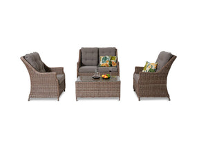 Riveria 4 Piece Set with 2 Seater Sofa Outdoor Seating Nest 