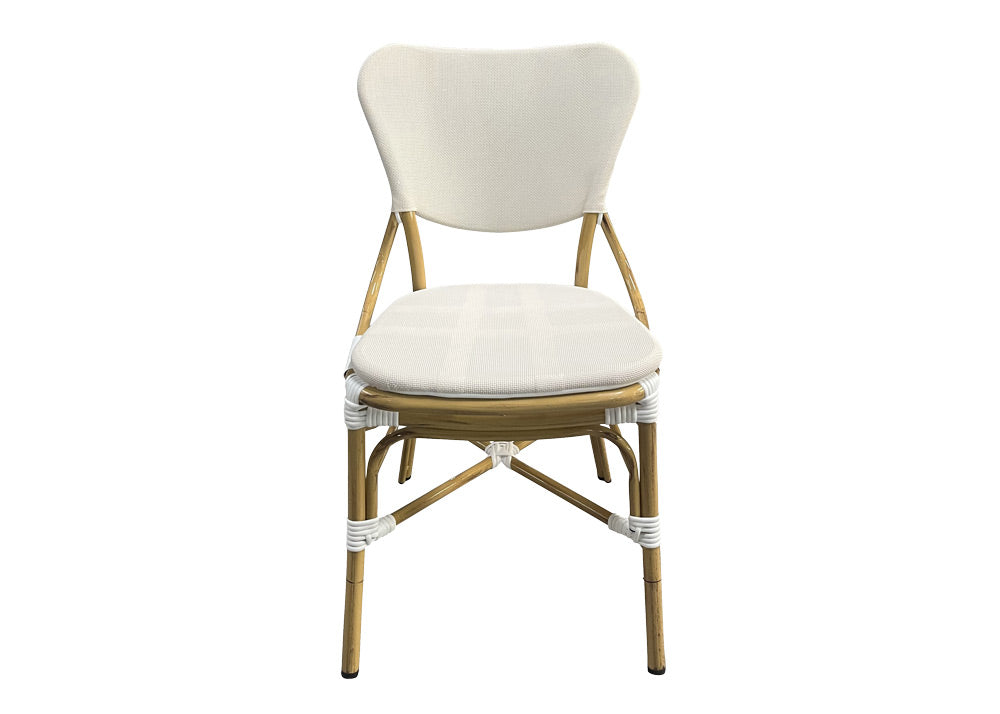 Tide outdoor dining chair in white front view