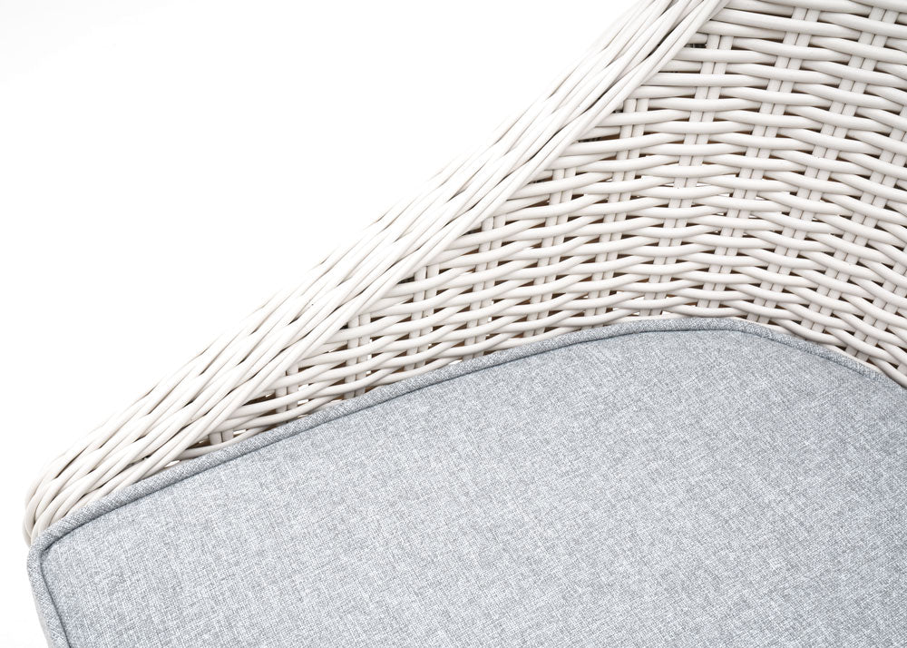 Ubud Dining Chair close up in white wicker