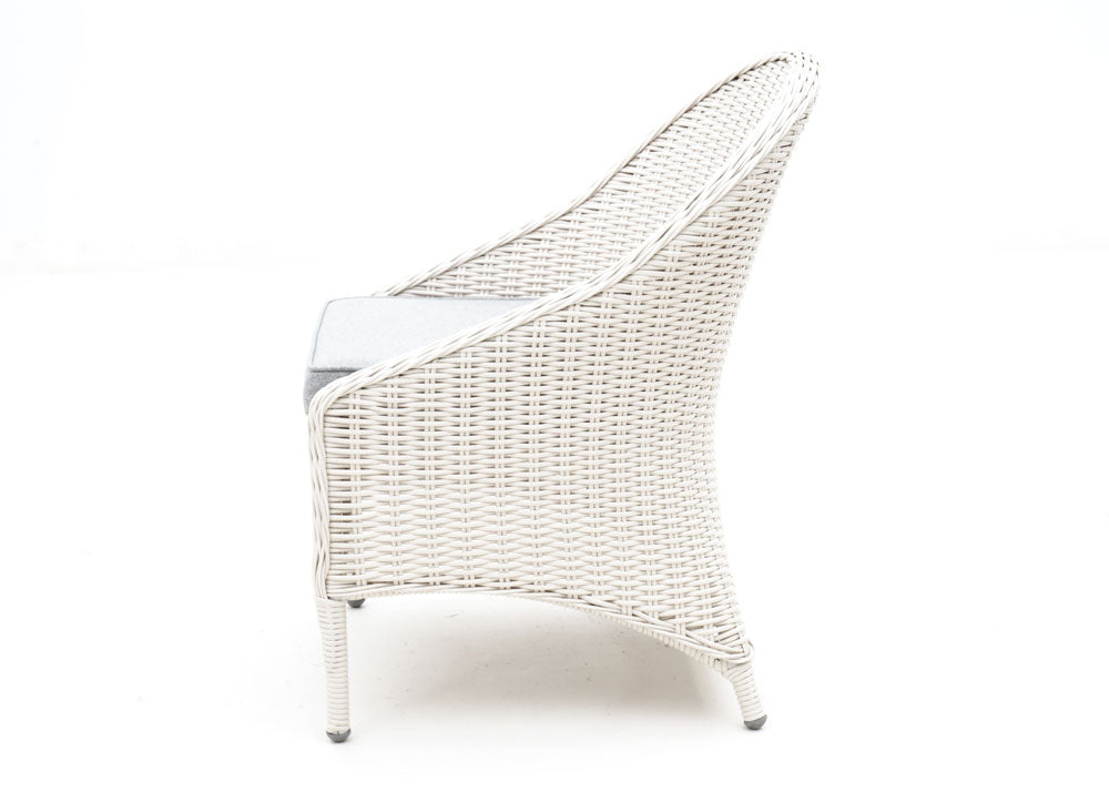 Ubud Dining Chair side view in white wicker