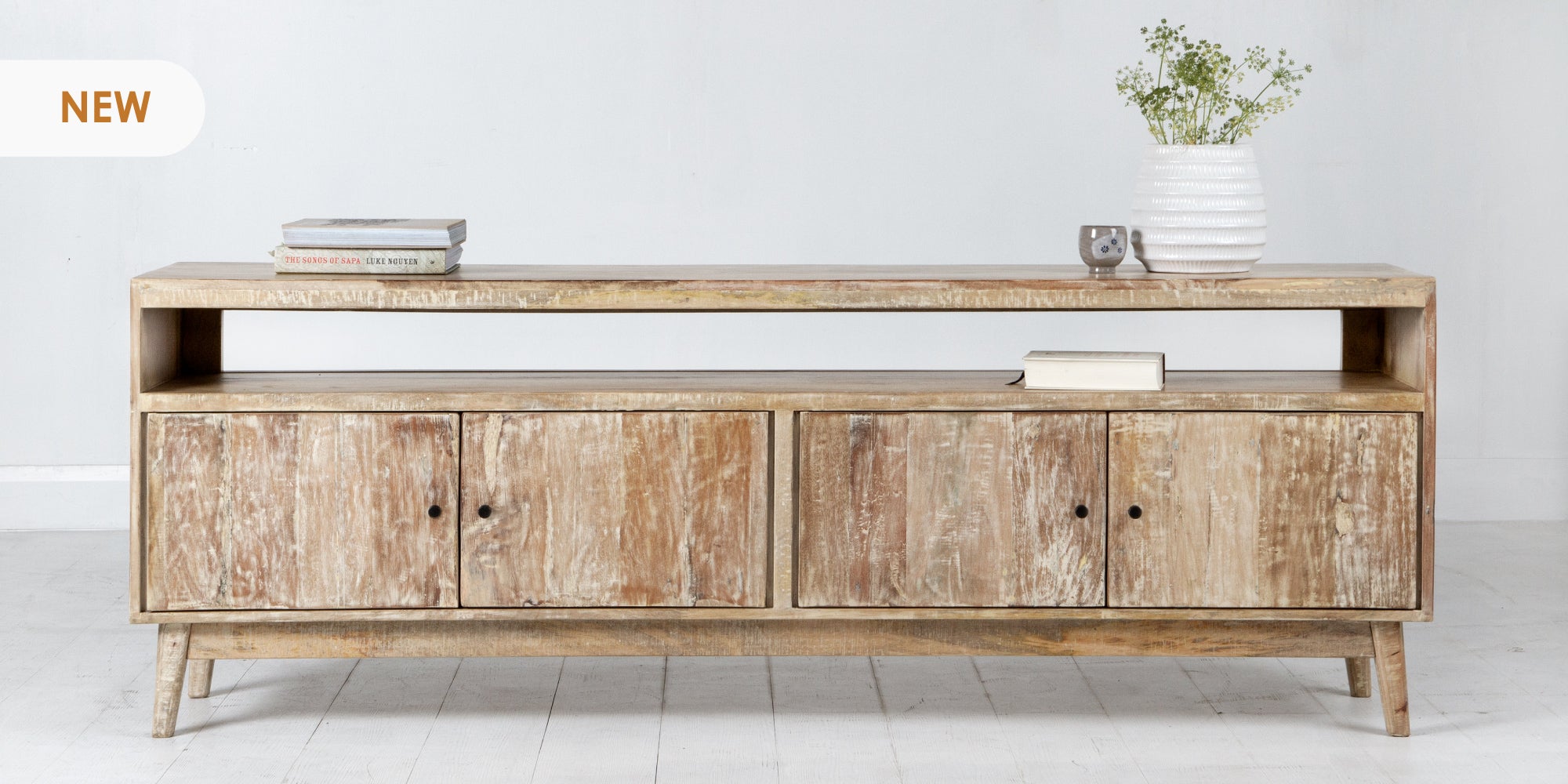 seville TV Unit 4 Door with Open Shelf