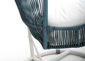 Cadiz Hanging Chair in blue wicker closeup