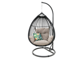 Moses Hanging Egg Chair in black front angle