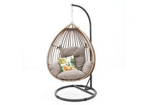 Moses Hanging Egg Chair front view in marina finish