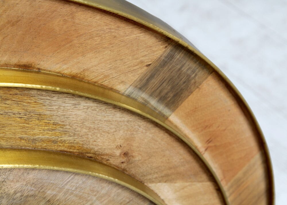Wooden Round Circle 3 Step Mirror with Brass Edges Mirrors and Screens Smile Interiors 