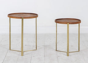 Round Side Table with Wooden Top - Small Lamp Tables Smile Interiors 