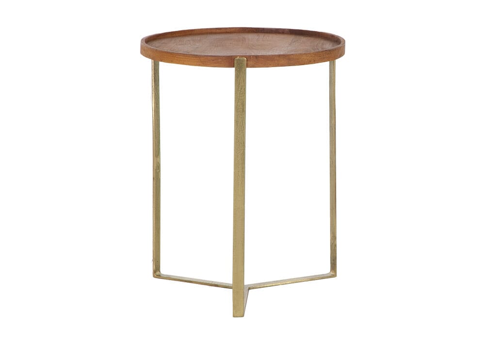 Round Side Table with Wooden Top - Large Lamp Tables Smile Interiors 