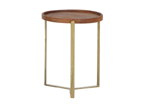 Round Side Table with Wooden Top - Small Lamp Tables Smile Interiors 