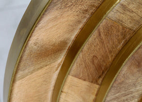 Wooden Round Circle 3 Step Mirror with Brass Edges Mirrors and Screens Smile Interiors 