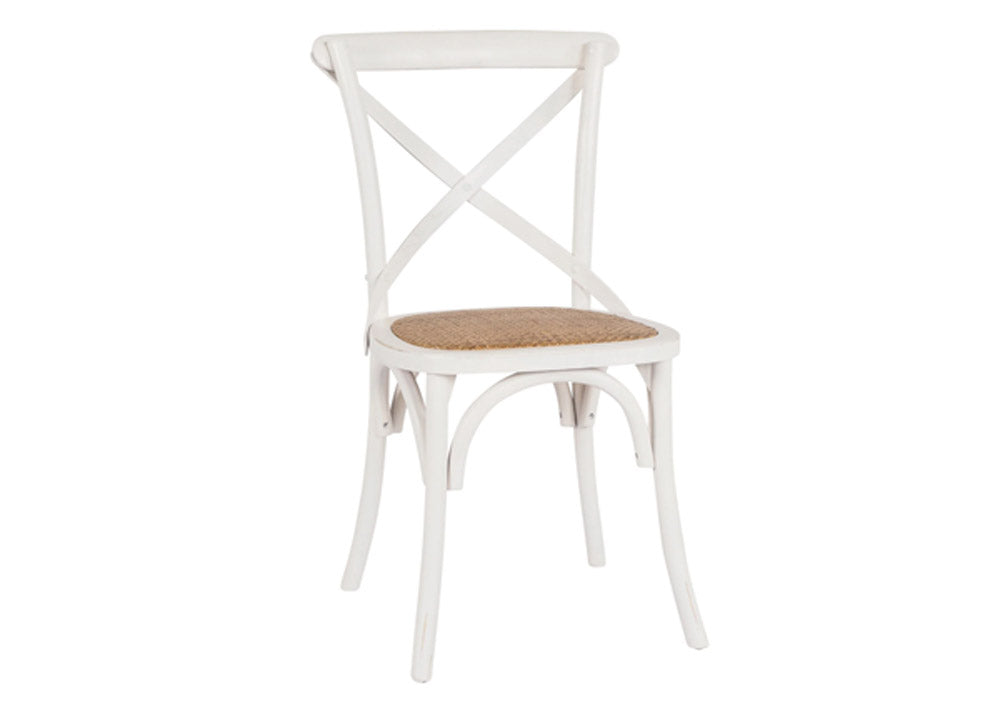 Cross Back Chair Wooden Back - White