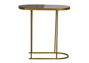 Oval Side Table Two Tone Marble Top - Large