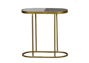 Oval Side Table Two Tone Marble Top - Small Lamp Tables Smile Interiors 